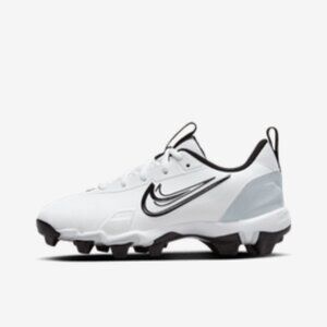 Nike Kids White and Black Baseball Cleats